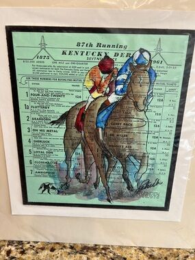 Original Patricia A. Schaffer Watercolor 1961 Kentucky Derby Program Art